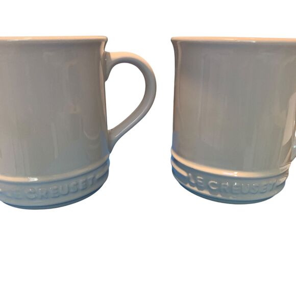 Le Creuset Set of 2 Cream Colored Coffee Tea Mugs Drinkware Gift - Picture 2 of 7